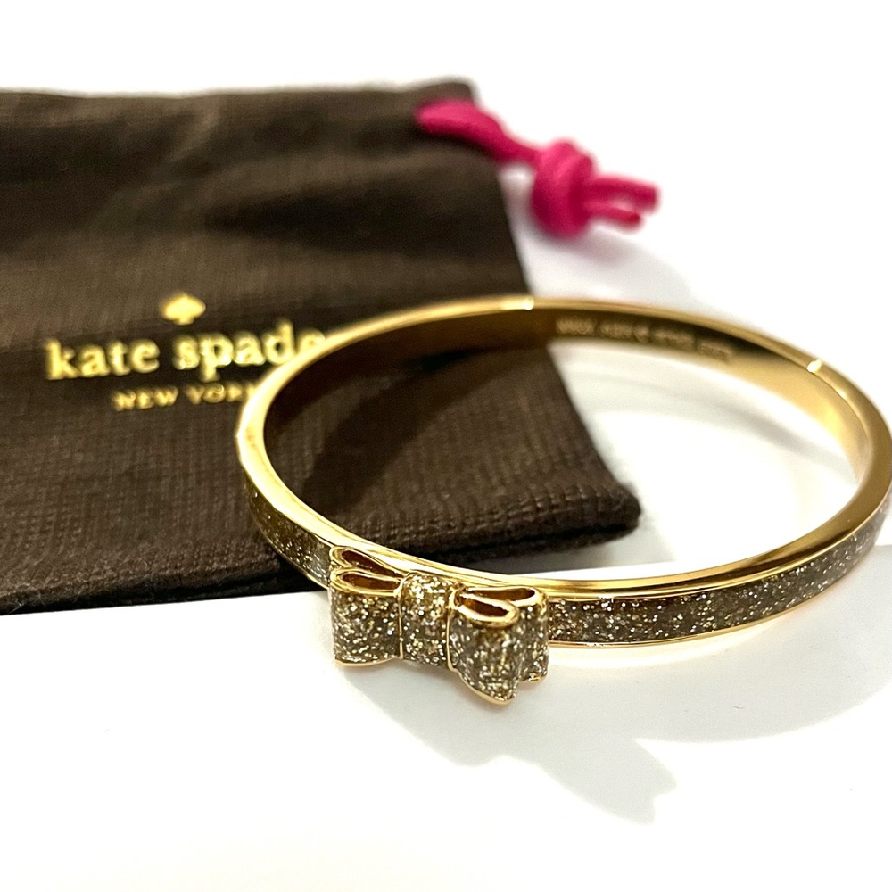 Kate Spade Gold Glitter Bow Bangle Bracelet